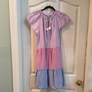 LOFT women”s Dress with Pink and Blue Stripes